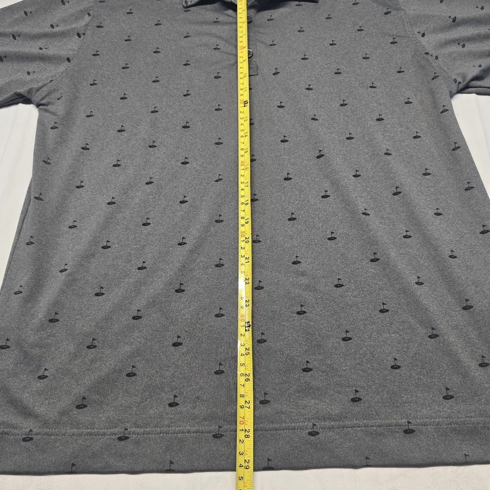 FootJoy Athletic Fit Golf Print Self Polo Shirt Heather Charcoal Men Large - Picture 3 of 9